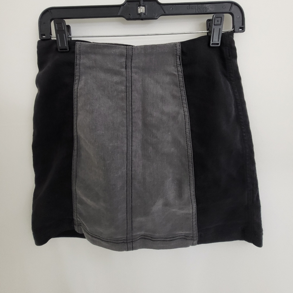 Free People Two-Tone Black and Gray Panel Mini Skirt